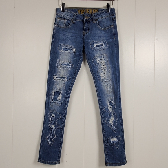 VIP factory distressed Jeans size 00 - Picture 3 of 8